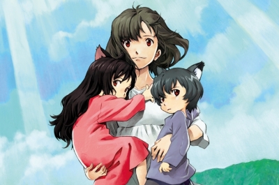 A mother holds her two children in her arms