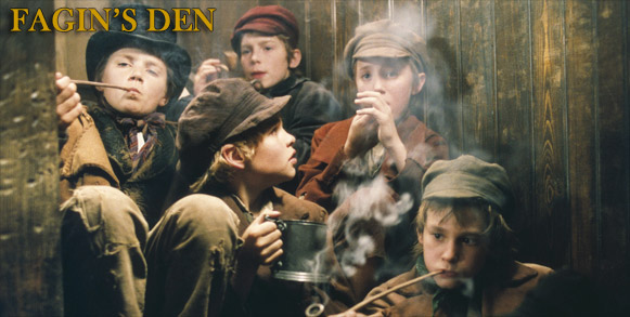 Fagins Den graphic - the whole gang sat around, smoking and drinking