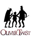 Another poster, with Fagin, Oliver and Mr Bumble in an illustration, in silhouette