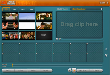 A screenshot of the Teaching Trailers 2012 - Primary trailer maker activity