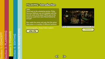 Screenshot of the Filming section