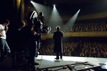 Filming a scene from Julius Caesar in Me and Orson Welles